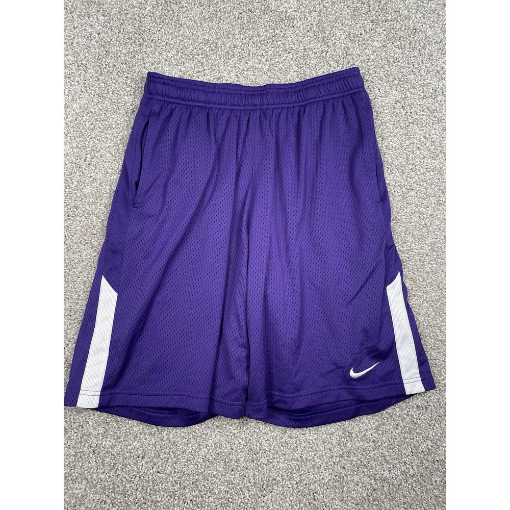 NIKE Monster Shorts Mens Size Large Mesh Gym Shorts TCU Purple Stripe